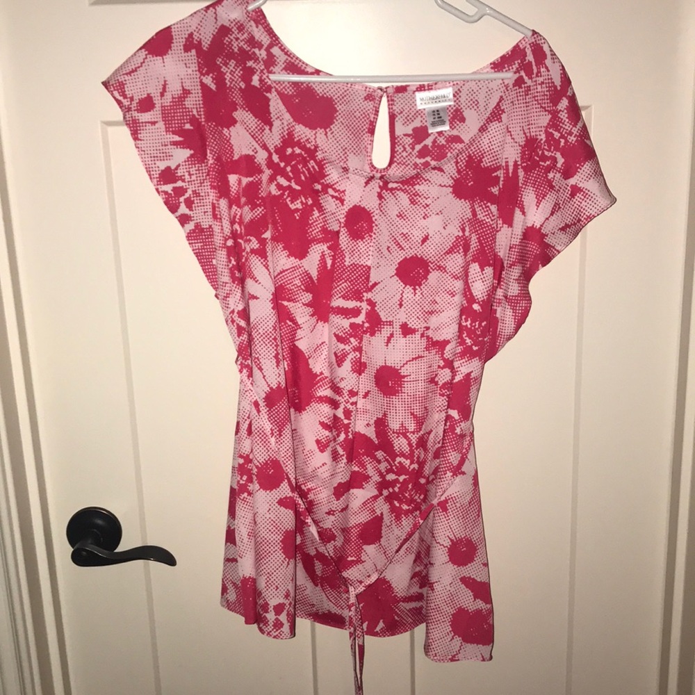 Motherhood Maternity Hot Pink & White Daisy top